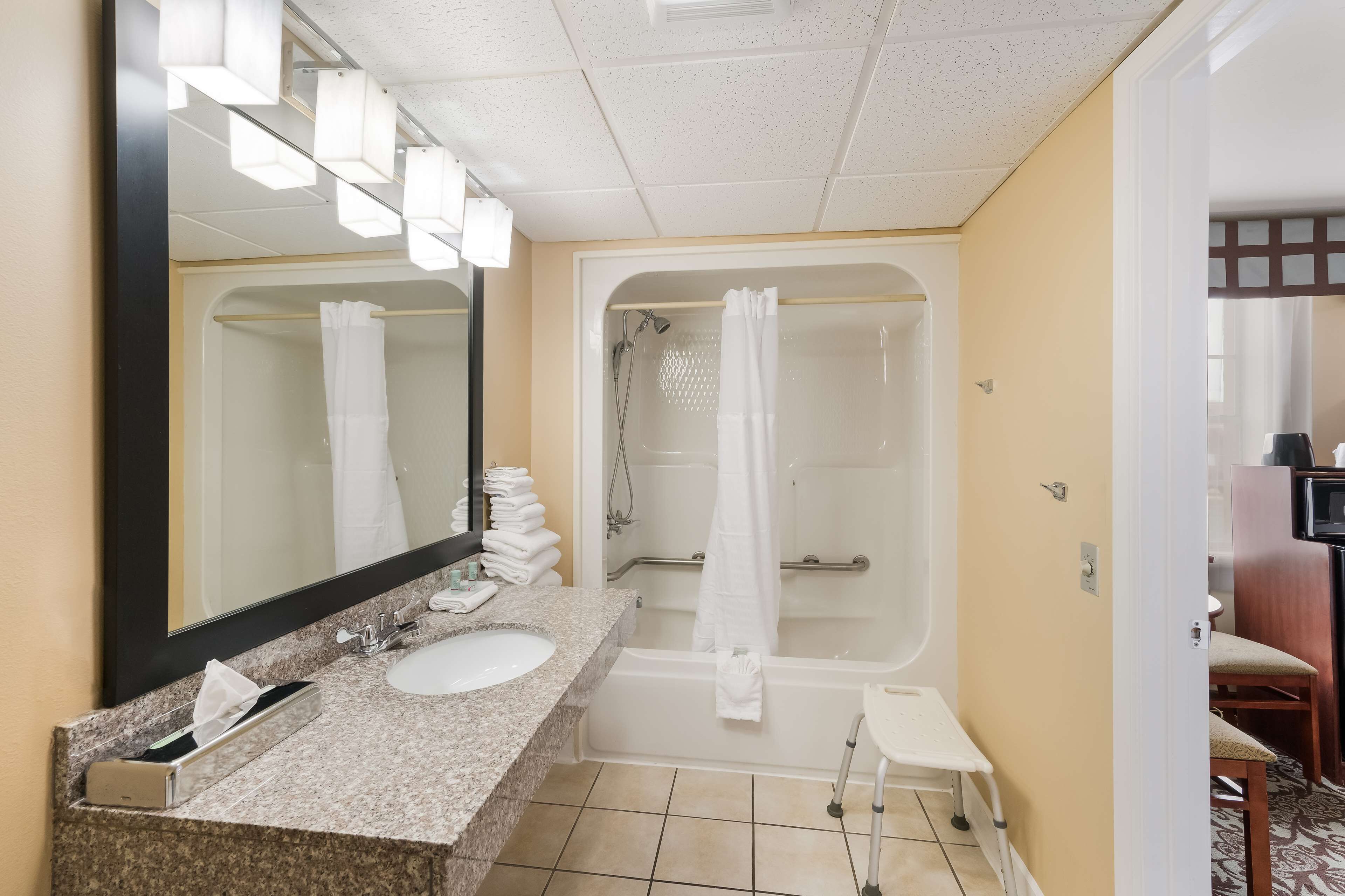 standard room, 2 queen beds, accessible, non smoking | bathroom | combined shower/bathtub, free toiletries, hair dryer, towels