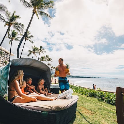 On the beach, beach towels