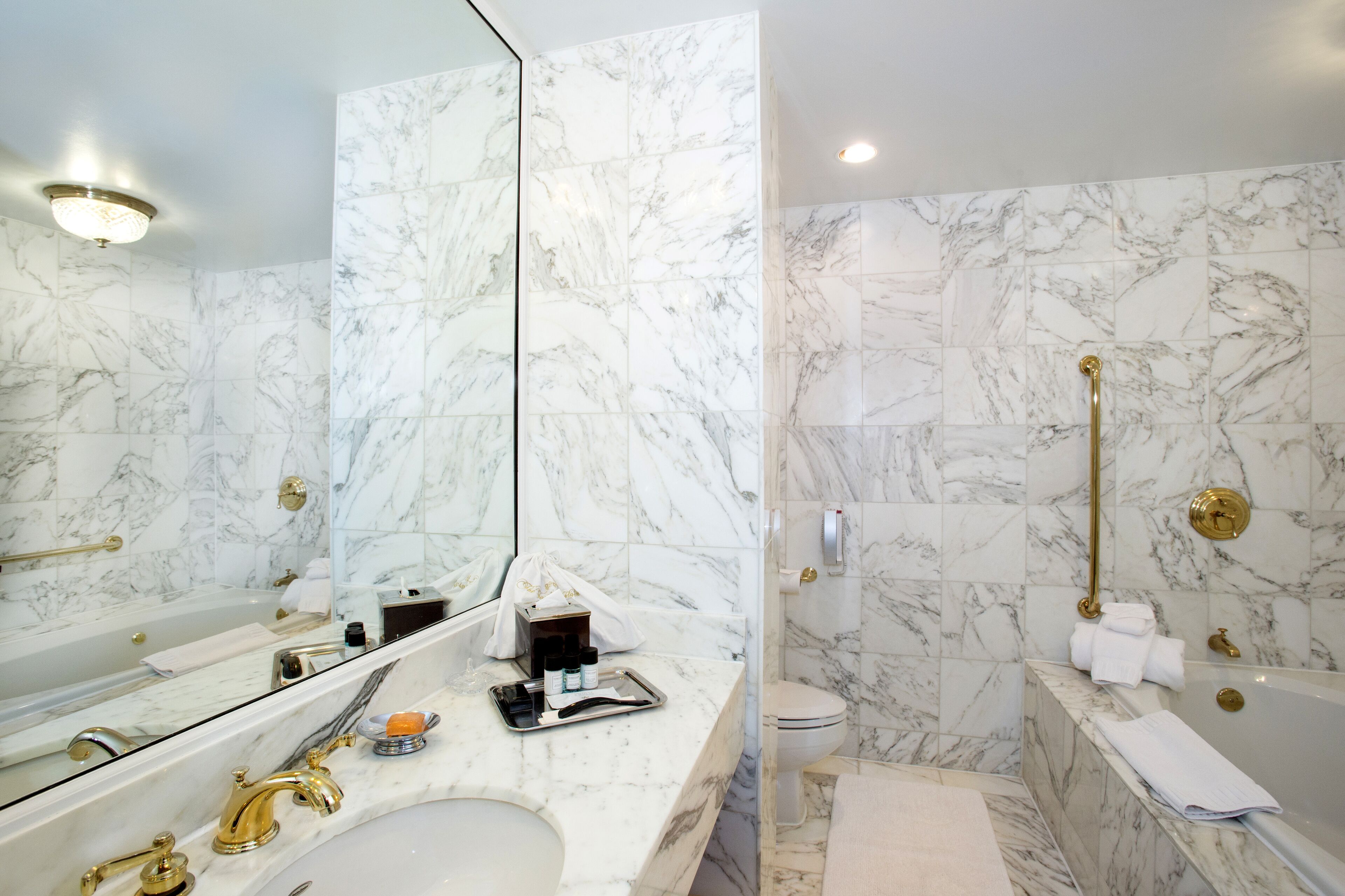 executive suite | bathroom | combined shower/bathtub, designer toiletries, hair dryer, bathrobes
