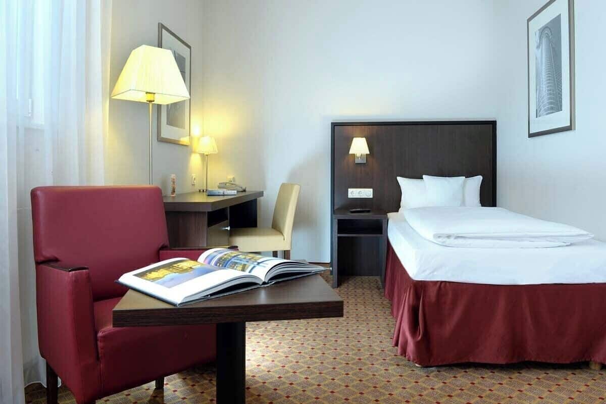 Hypo-allergenic bedding, desk, blackout curtains, soundproofing