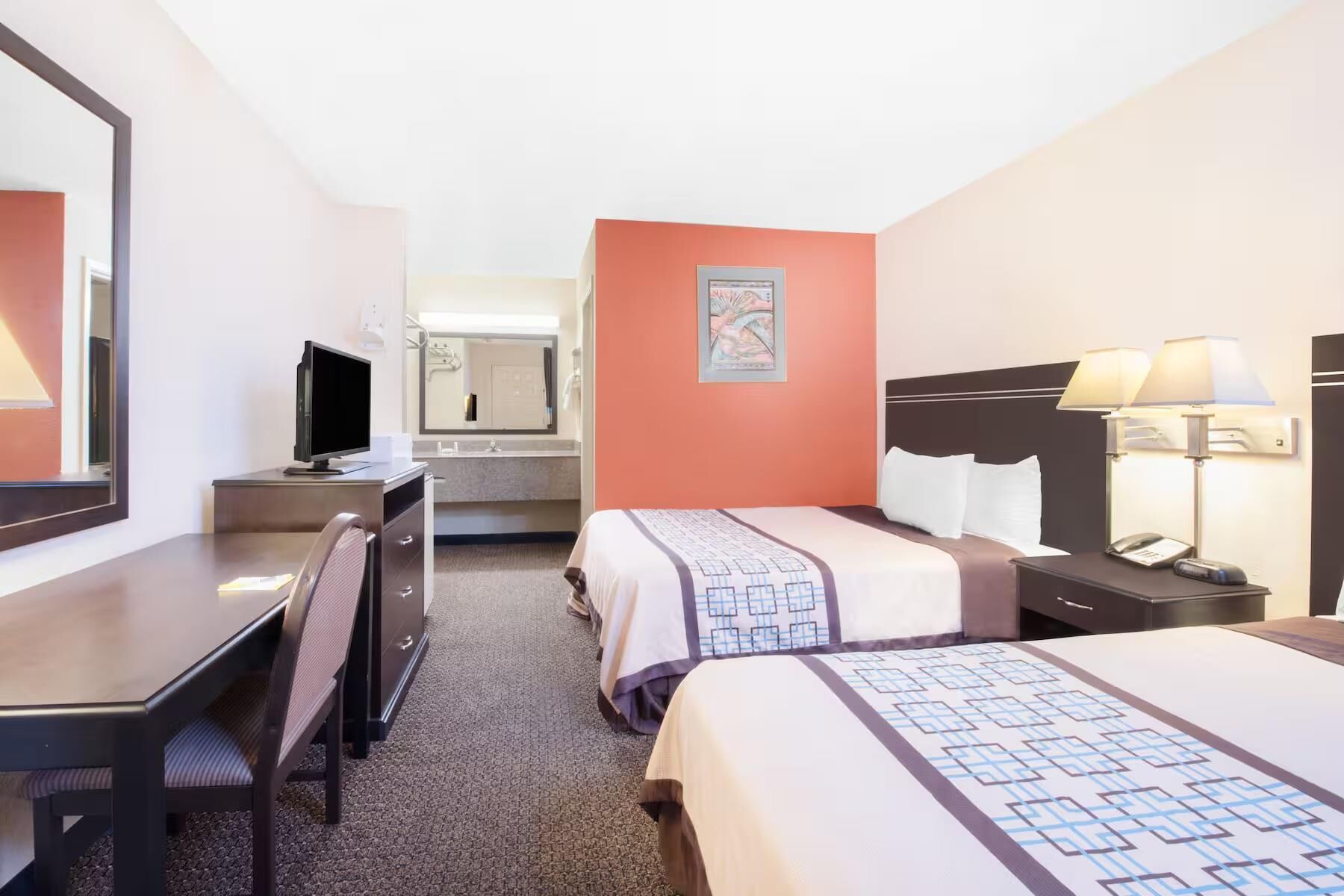 Room, 2 Double Beds | 1 bedroom, in-room safe, desk, iron/ironing board