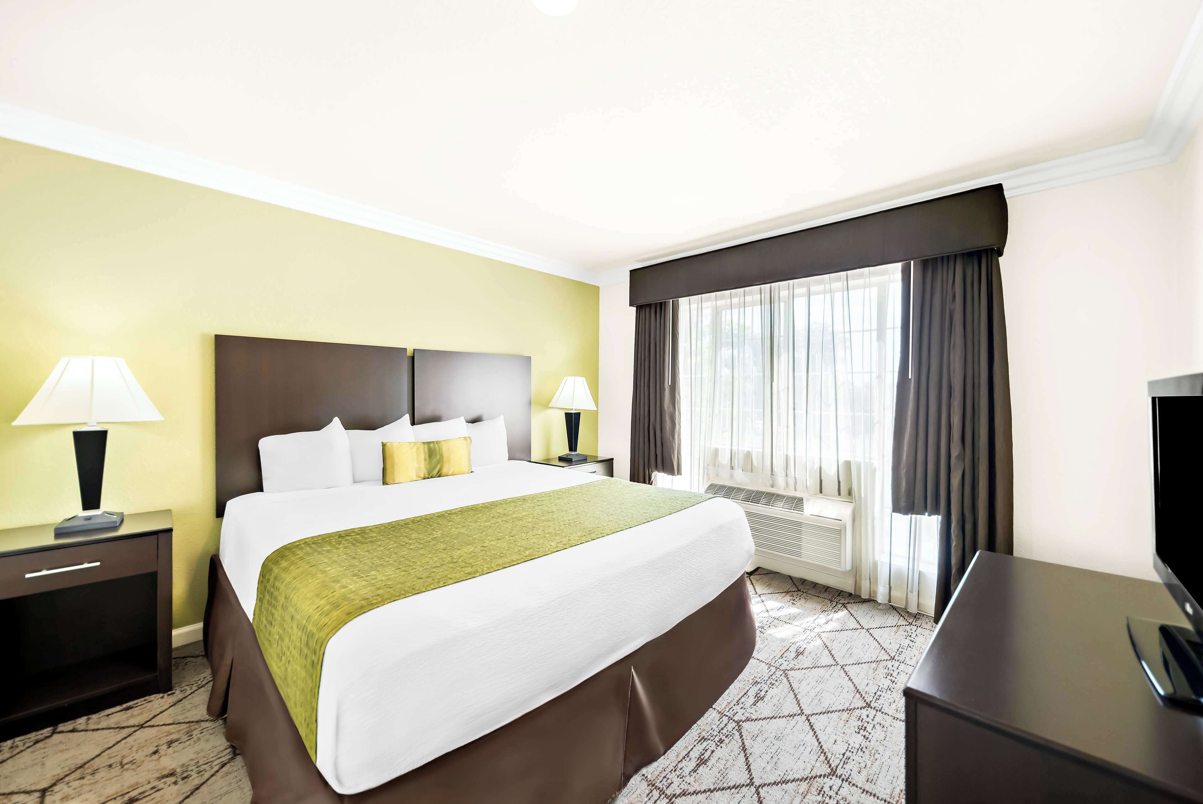 suite, 1 king bed, non smoking, refrigerator & microwave | iron/ironing board, bed sheets