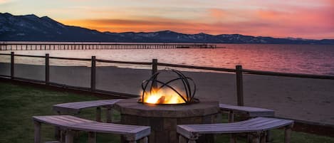 Utsikt mot strand/hav