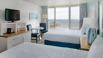 Premium Oceanfront Two Queen | Hypo-allergenic bedding, pillowtop beds, in-room safe, desk