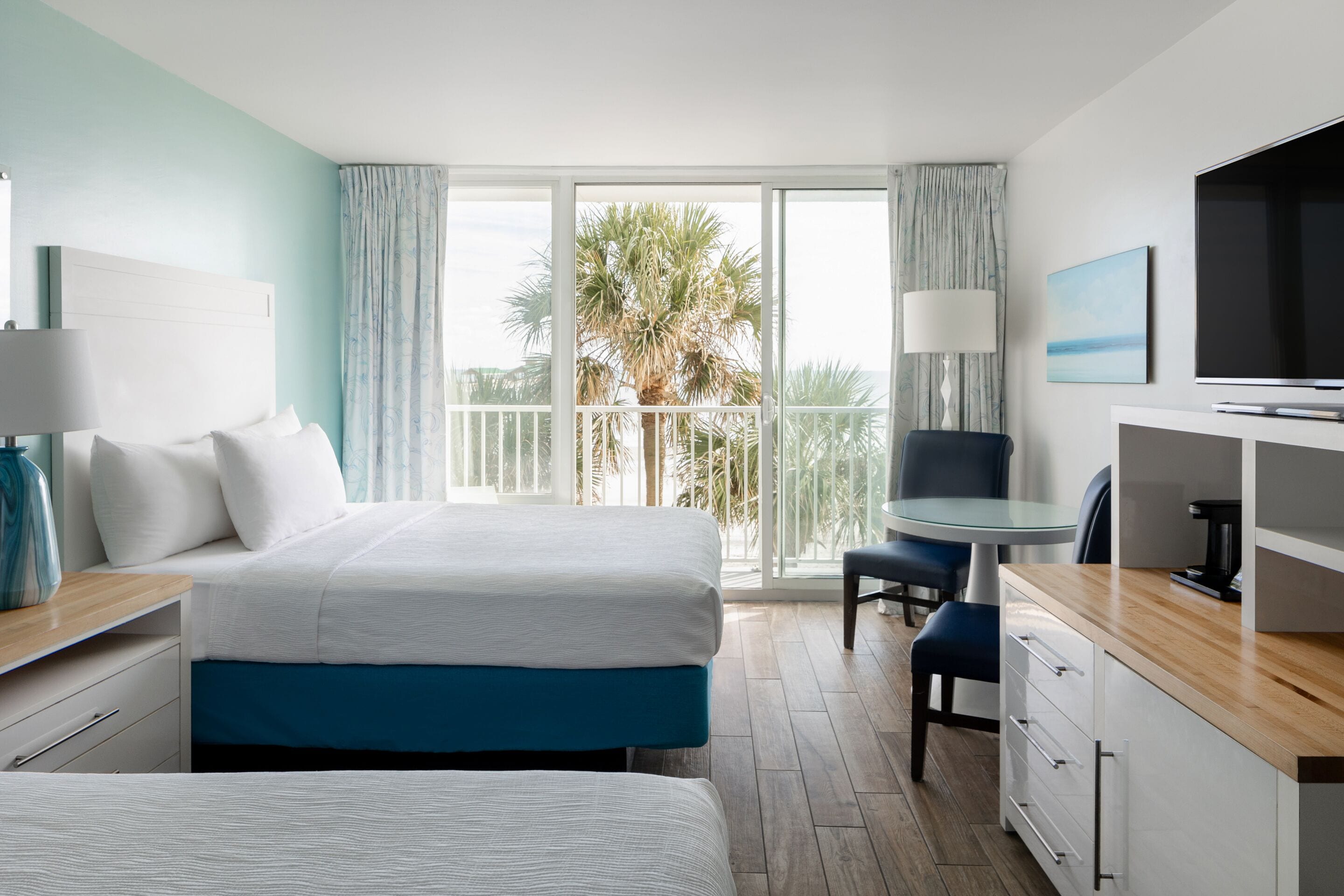 Superior Oceanfront Two Queen | Hypo-allergenic bedding, pillowtop beds, in-room safe, desk