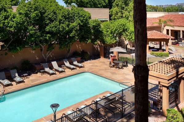 Outdoor pool, sun loungers