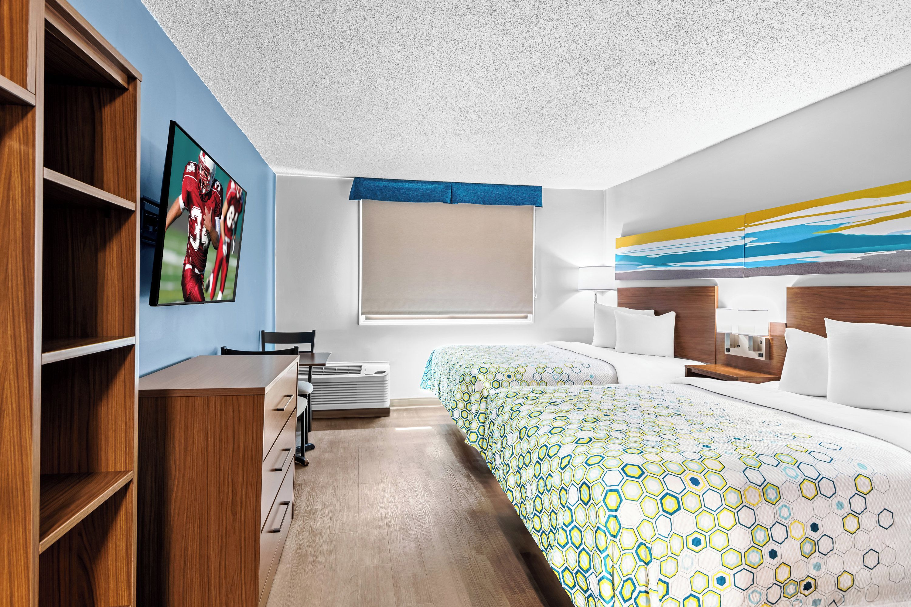 Blackout curtains, iron/ironing board, rollaway beds, free WiFi