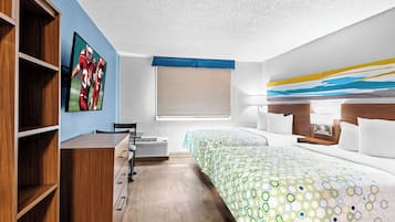 Blackout curtains, iron/ironing board, rollaway beds, free WiFi