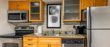 Desk, laptop workspace, blackout curtains, iron/ironing board