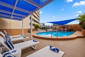 Outdoor pool, pool loungers