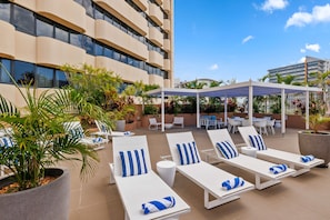 Outdoor pool, pool loungers