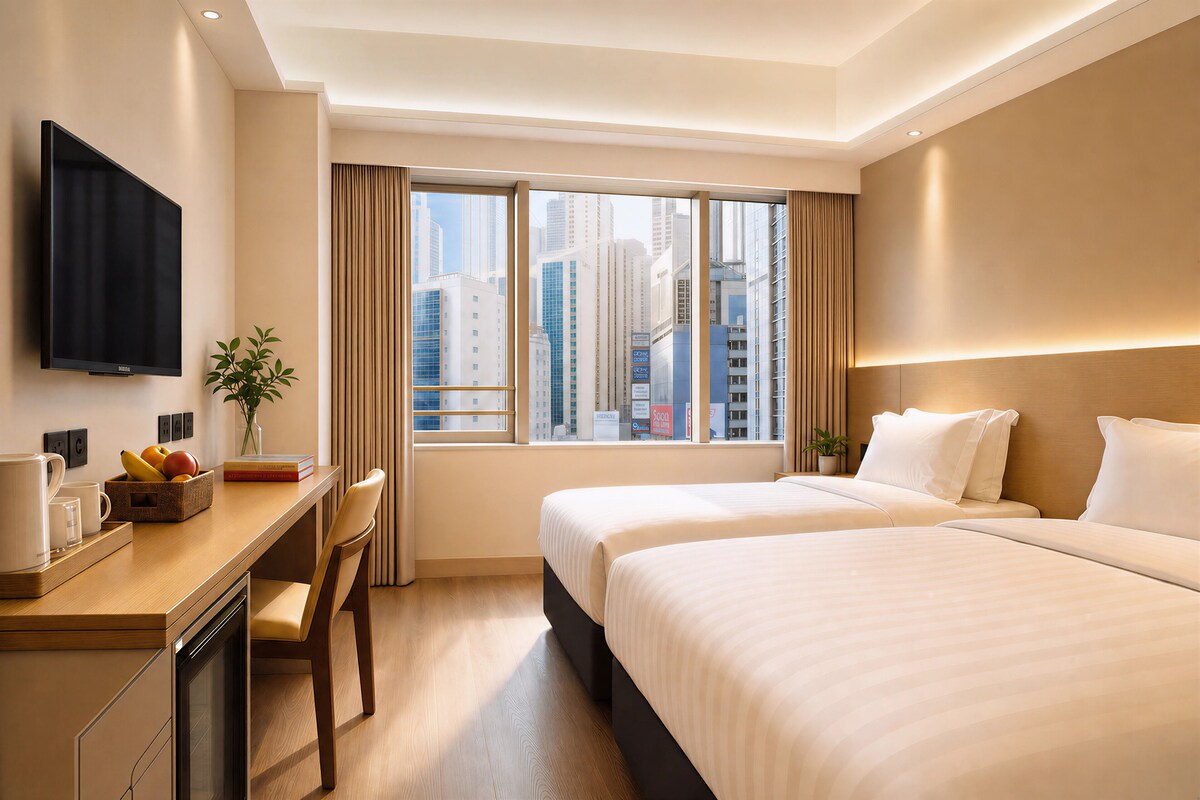 Standard Twin Room | Minibar, in-room safe, desk, blackout drapes