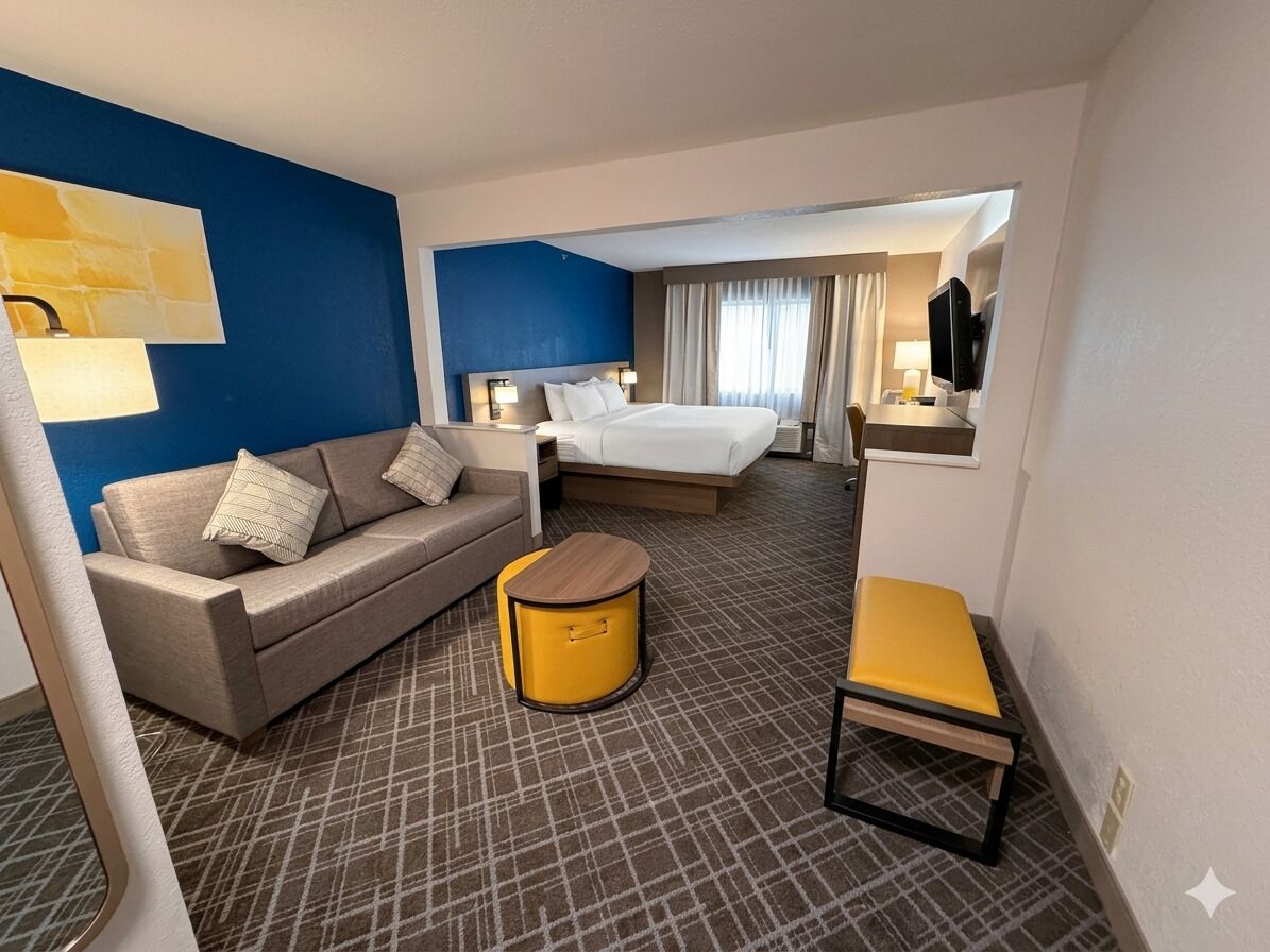 Suite, 1 kingsize bed met slaapbank, niet-roken | Een bureau, een strijkplank/strijkijzer, gratis wifi, beddengoed