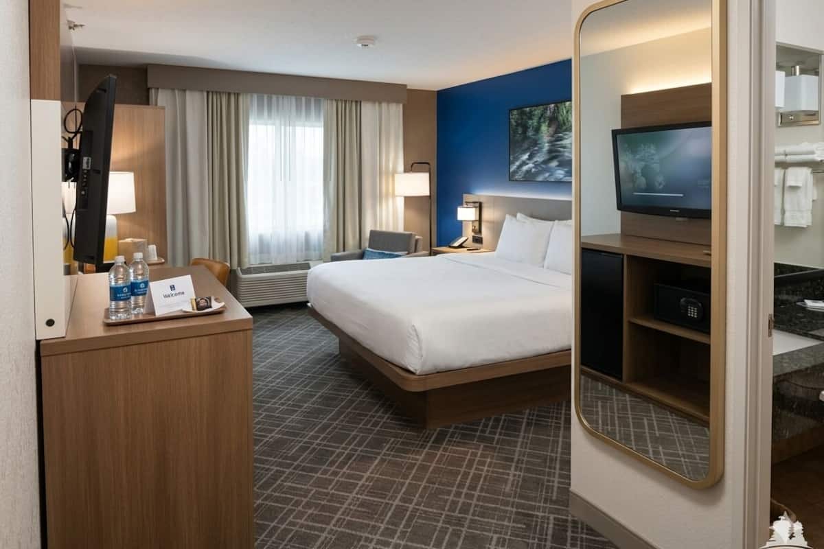 Chambre, 1 trĂšs grand lit, non-fumeurs | Bureau, fer et planche Ă repasser, Wi-Fi gratuit, draps fournis