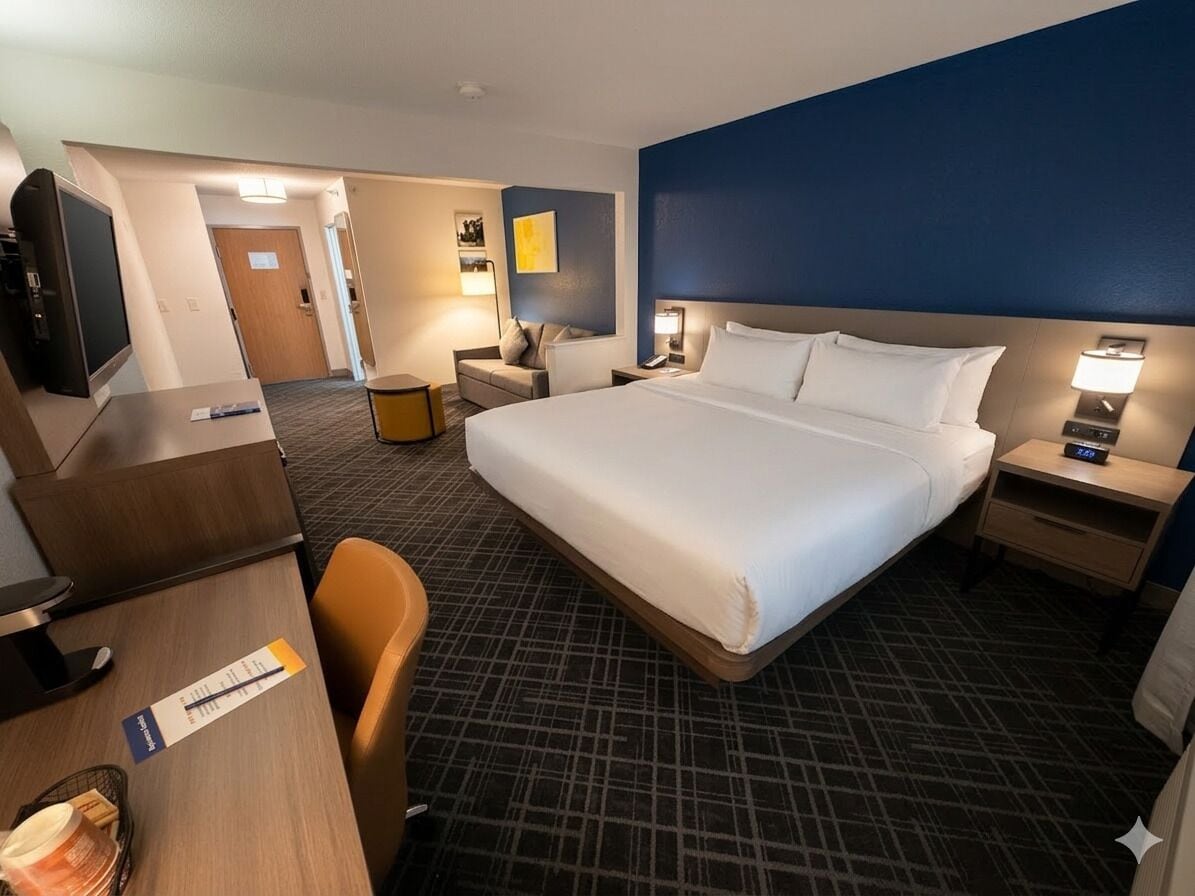 ห้องสวีท, เตียงคิงไซส์ 1 เตียง และโซฟาเบด, ปลอดบุหรี่ | โต๊ะทำงาน, เตารีด/โต๊ะรีดผ้า, Wi-Fi ฟรี, ผ้าปูที่นอน