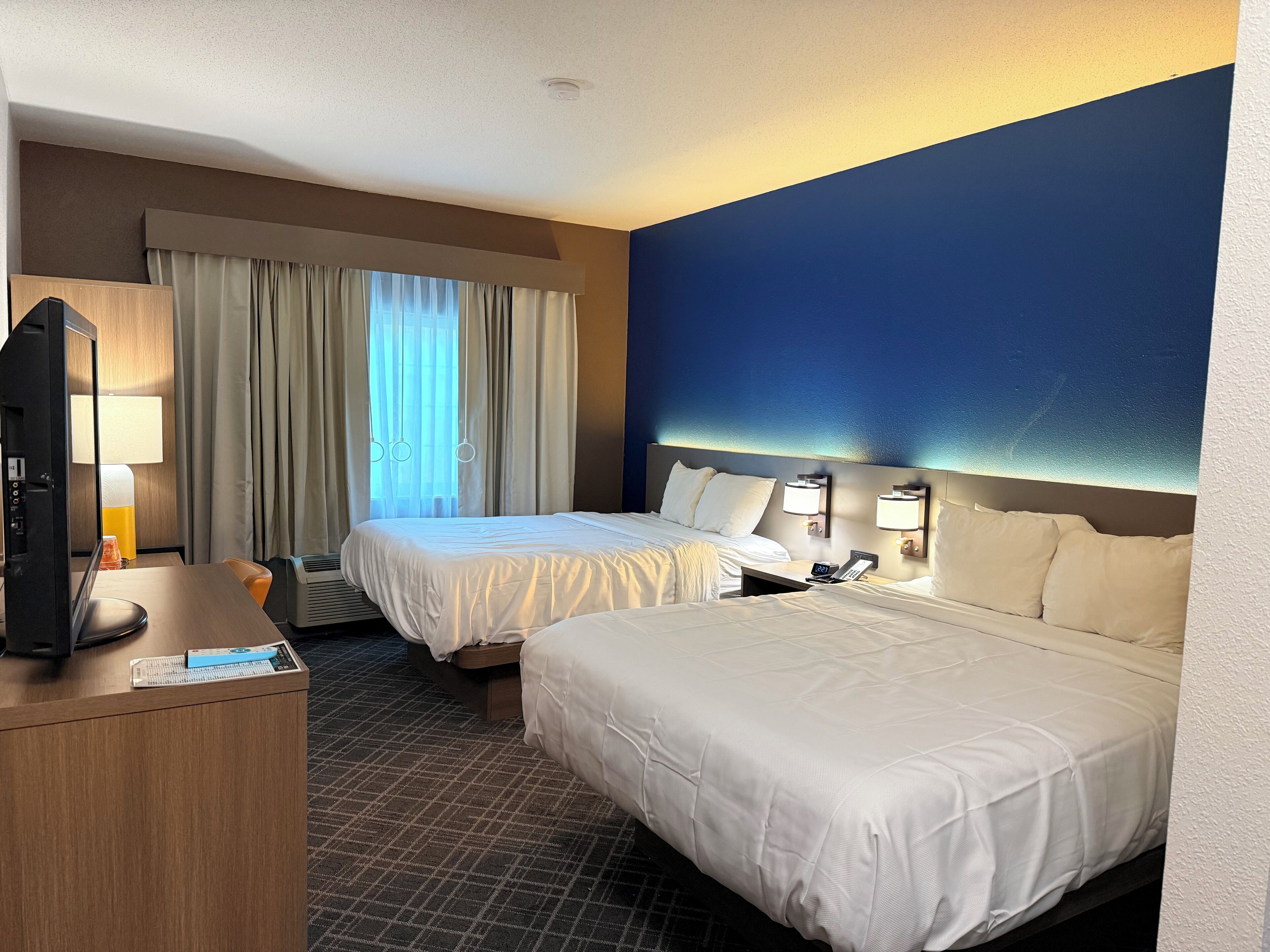 Room, 2 Queen Beds, Accessible, Non Smoking | Desk, iron/ironing board, free WiFi, bed sheets