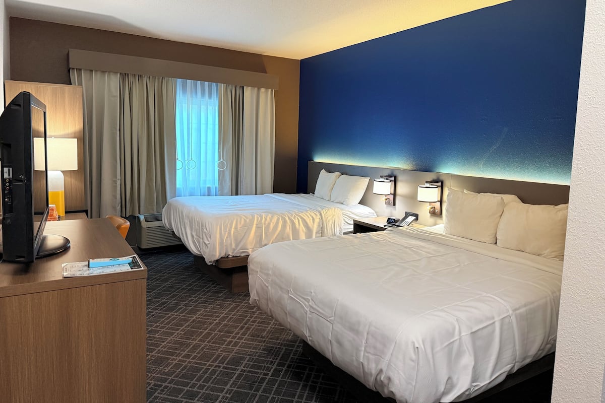 Room, 2 Queen Beds, Accessible, Non Smoking | Desk, iron/ironing board, free WiFi, bed sheets