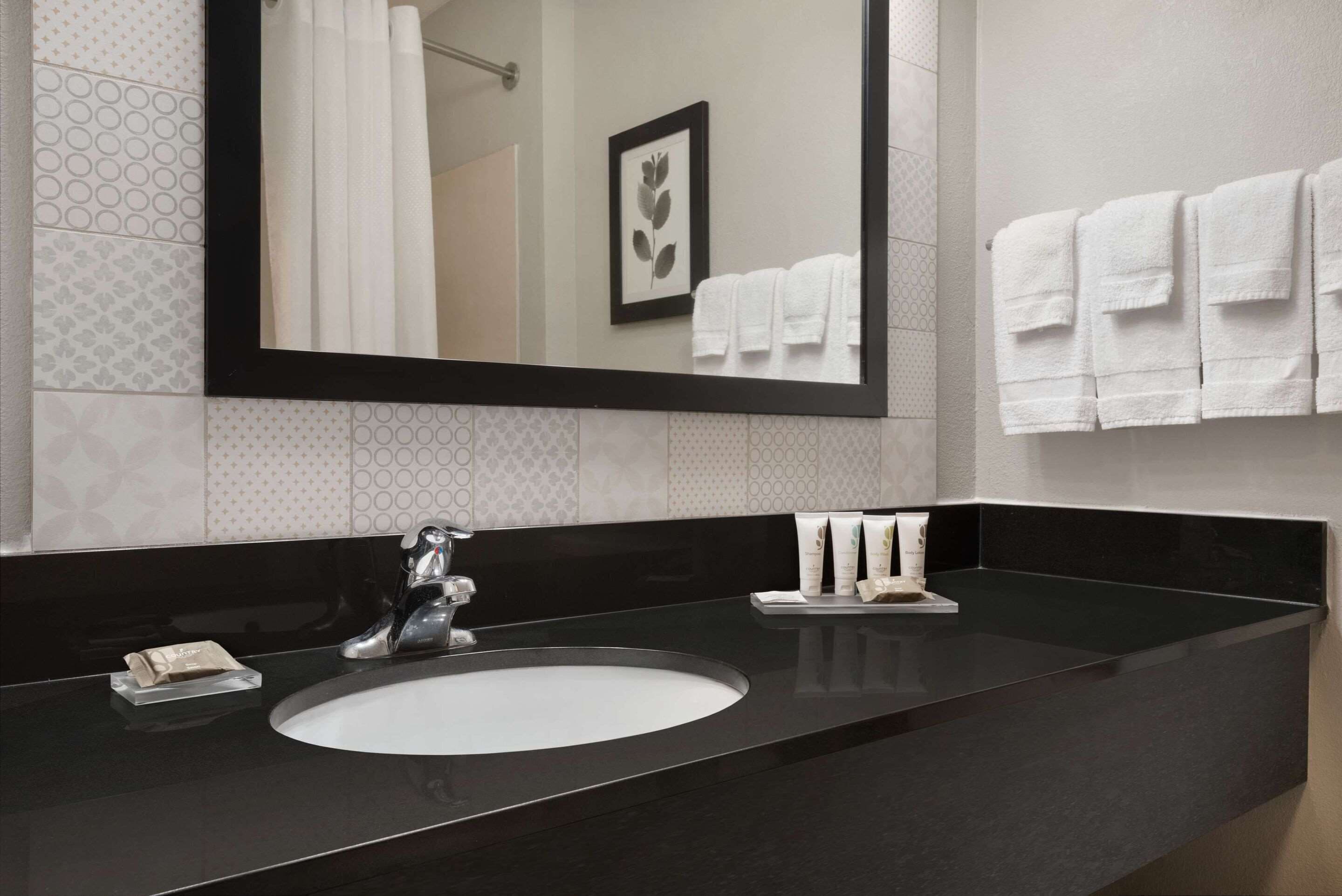 free toiletries, hair dryer, towels