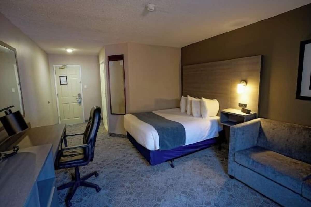 Desk, blackout drapes, iron/ironing board, free cribs/infant beds