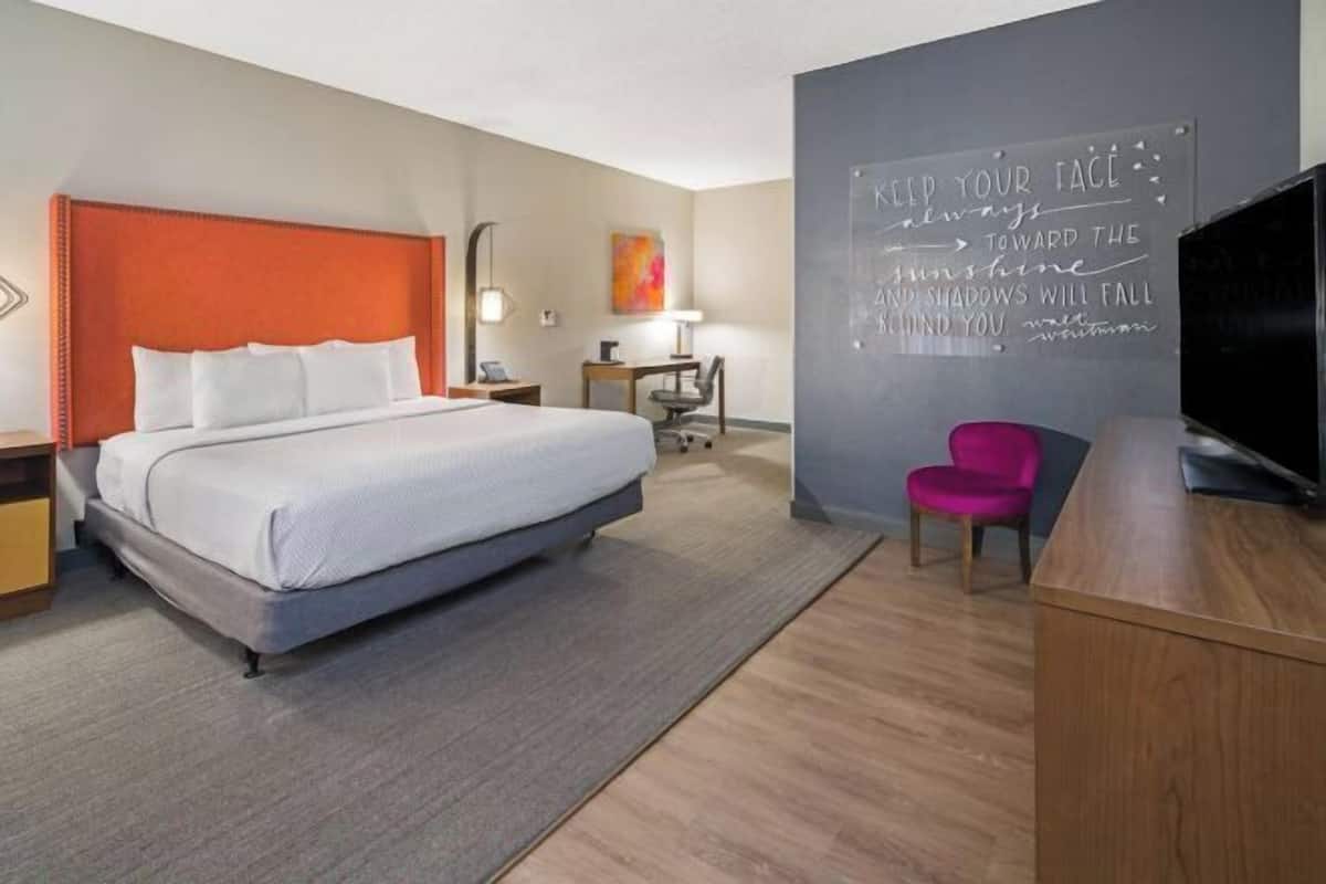 Premium bedding, desk, blackout curtains, iron/ironing board