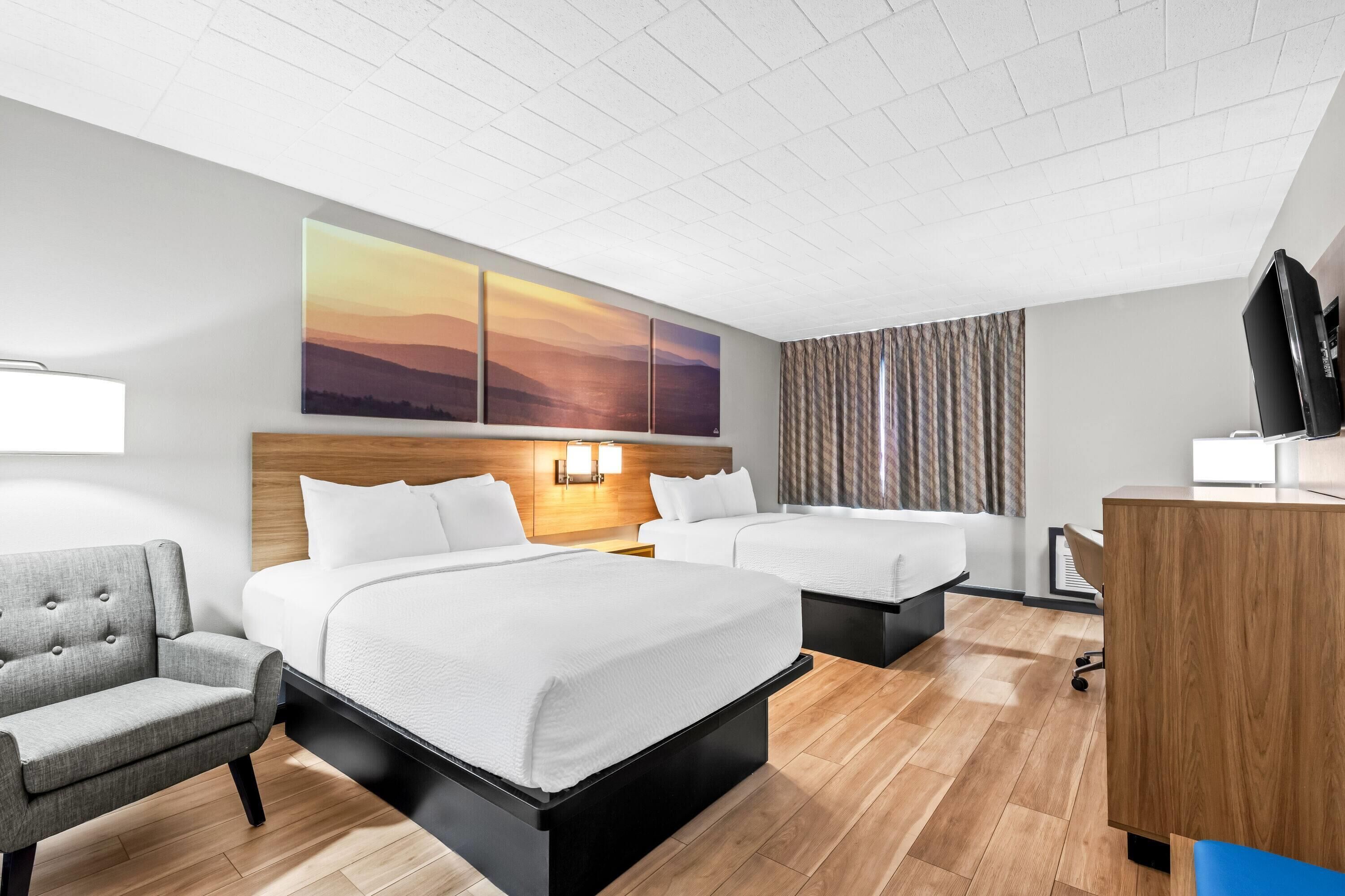 Double Room, 2 Double Beds | Desk, iron/ironing board, free cribs/infant beds, rollaway beds