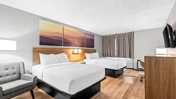 Double Room, 2 Double Beds | Desk, iron/ironing board, free cribs/infant beds, rollaway beds