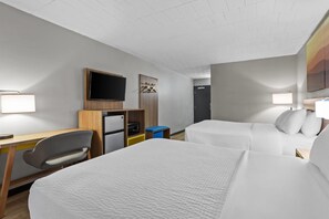 Room, 2 Double Beds, Accessible, Non Smoking | Desk, iron/ironing board, free cribs/infant beds, rollaway beds