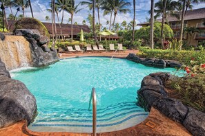 Outdoor pool, pool umbrellas