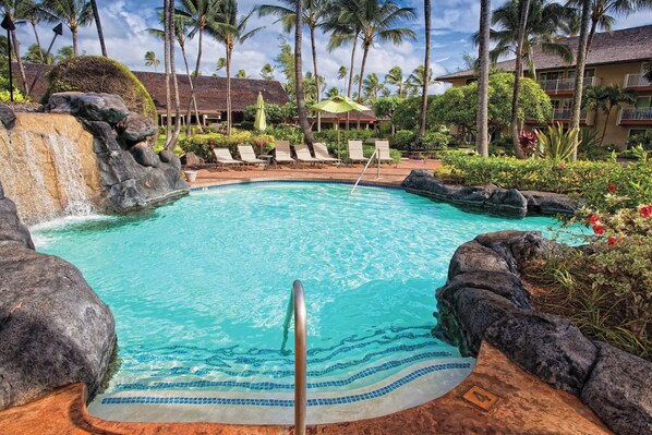 Outdoor pool, pool umbrellas
