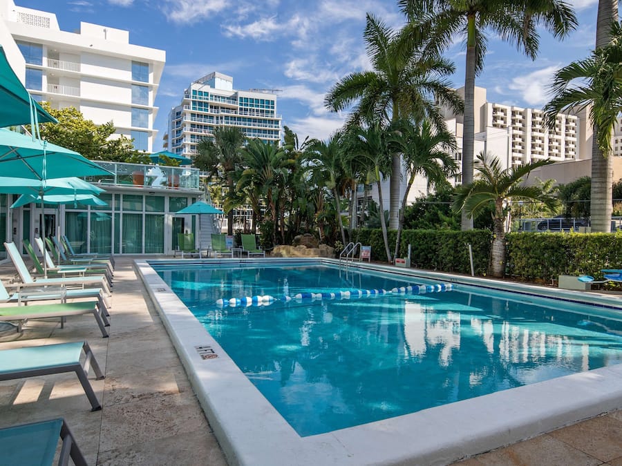 Outdoor pool, pool loungers