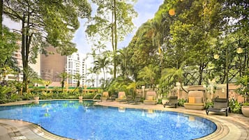 Outdoor pool, pool loungers