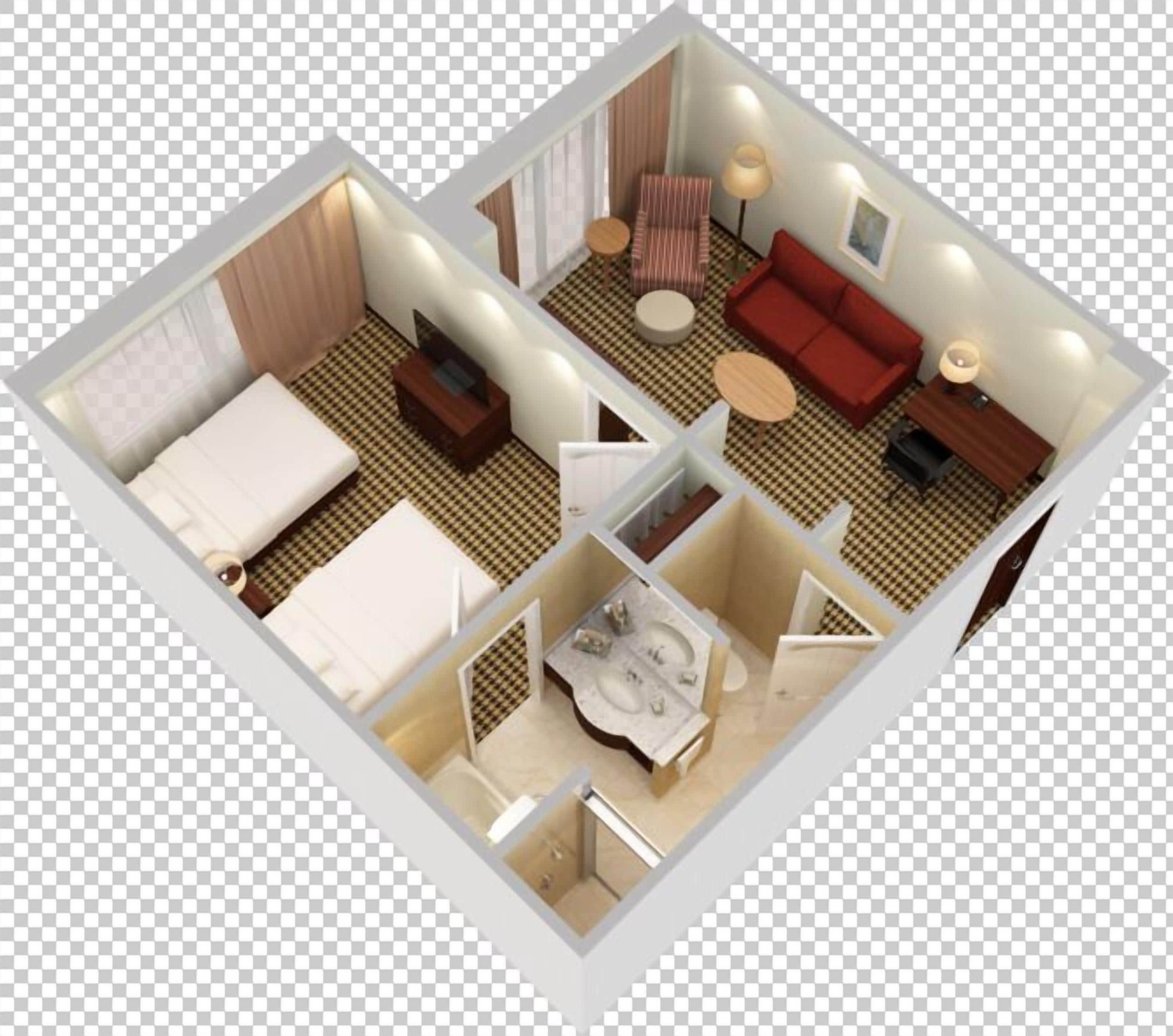 suite, 1 bedroom (two queen beds, allergy friendly) | floor plan