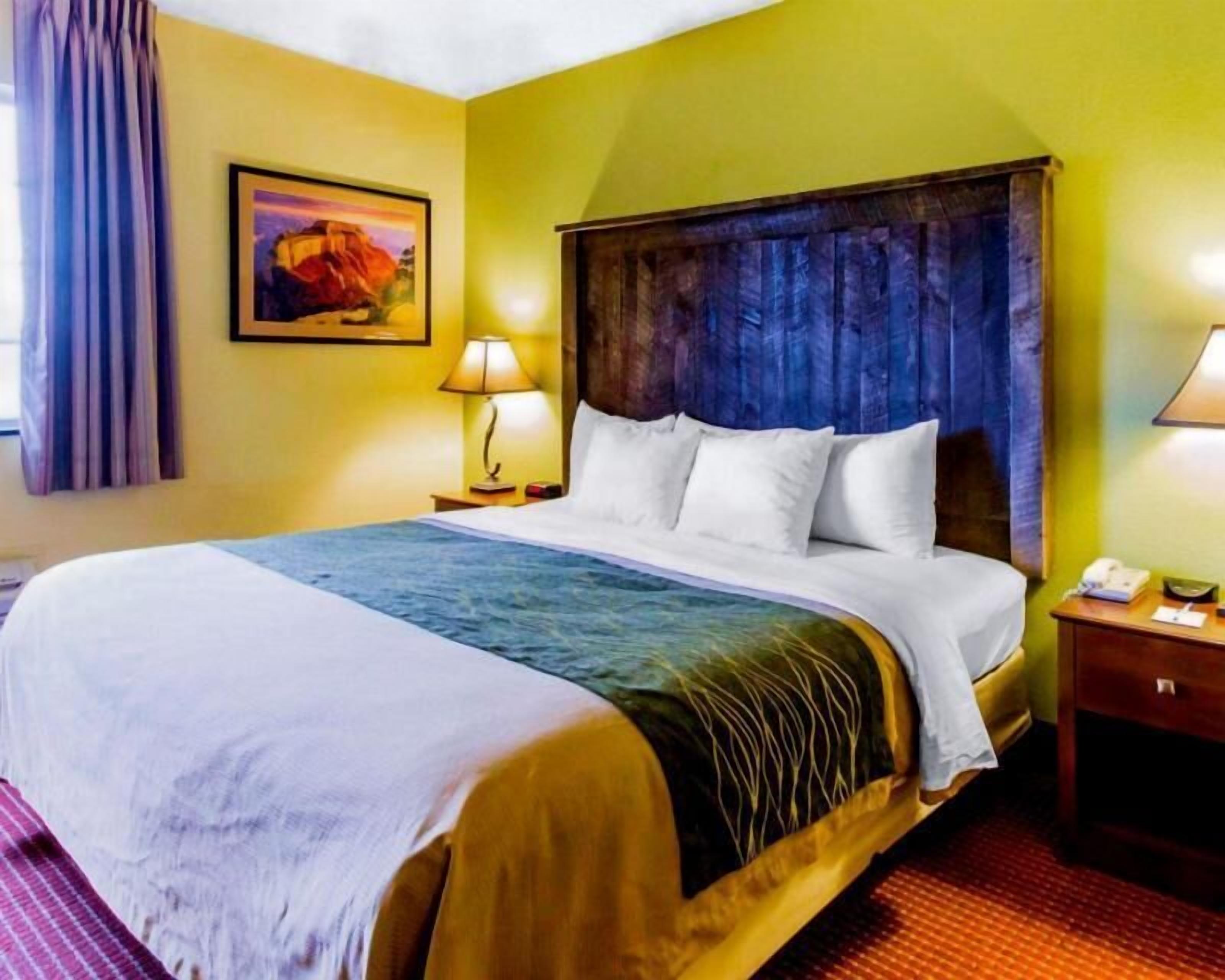 Premium bedding, desk, blackout drapes, iron/ironing board