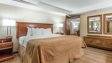 Desk, blackout drapes, iron/ironing board, free cribs/infant beds