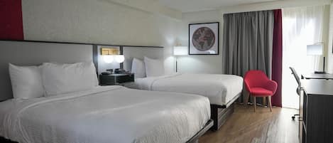 Desk, blackout curtains, iron/ironing board, free cots/infant beds