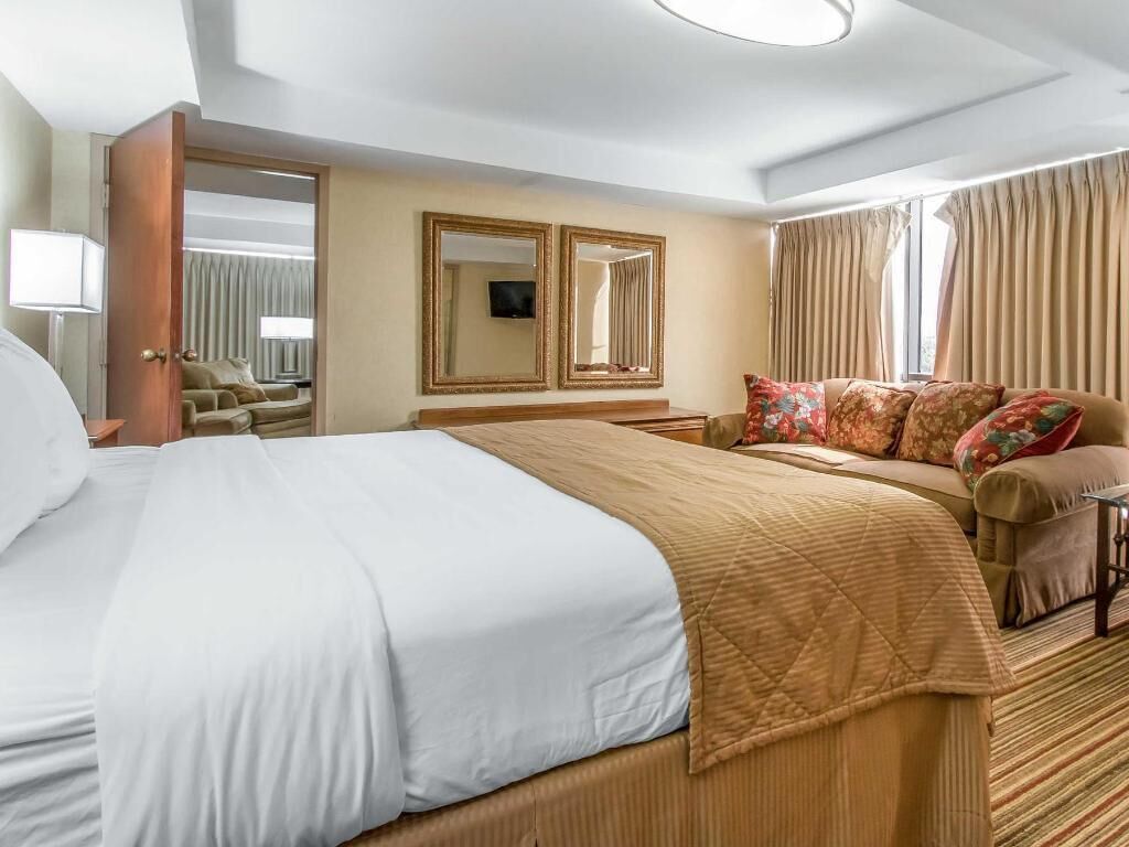 Premium bedding, pillow-top beds, desk, blackout curtains