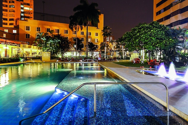 Outdoor pool, open 9:30 AM to 5 PM, pool umbrellas, sun loungers