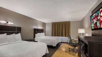 Desk, blackout drapes, iron/ironing board, WiFi (free)