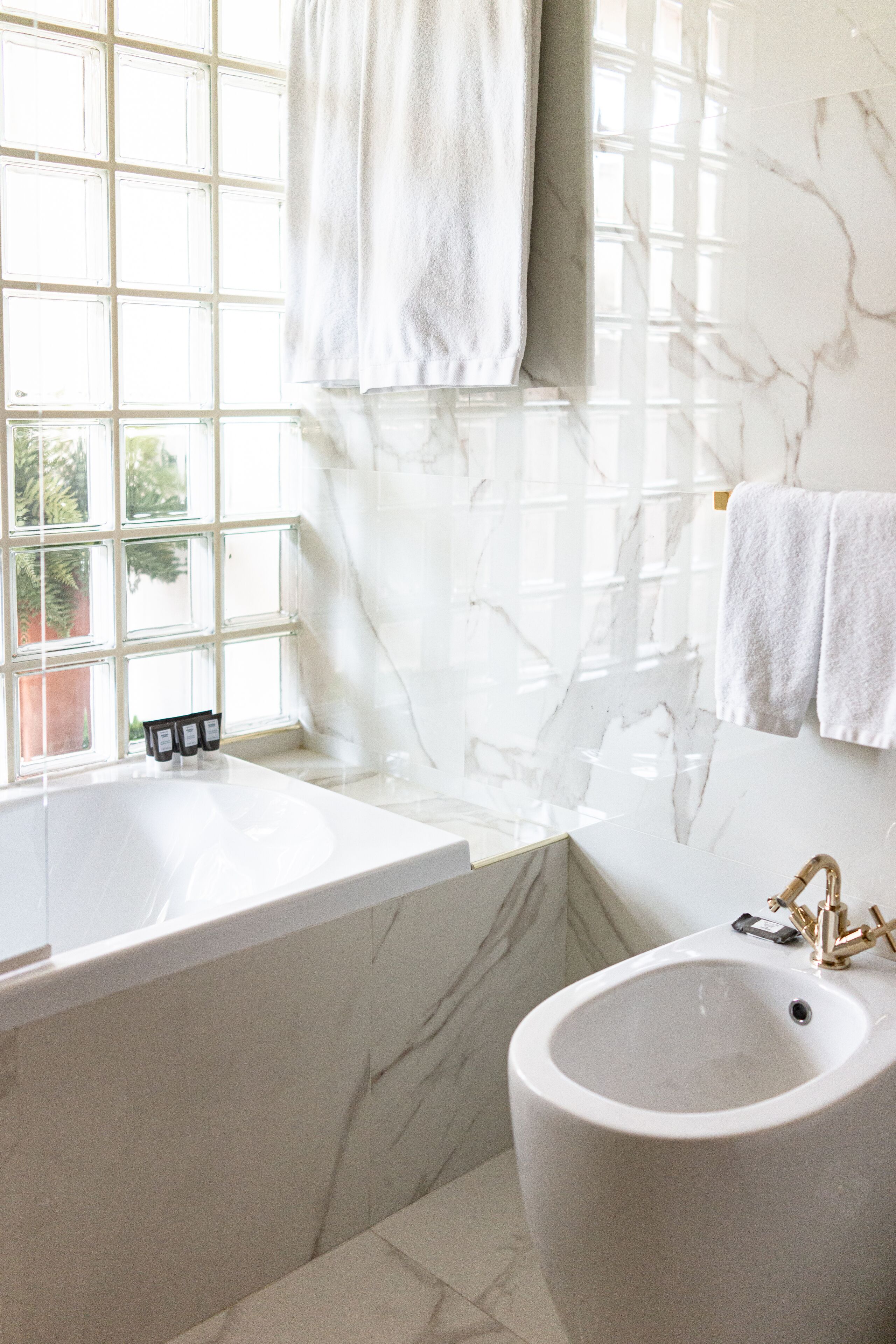 hair dryer, bathrobes, slippers, bidet