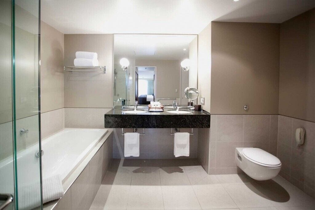 eco-friendly toiletries, hair dryer, bathrobes, slippers