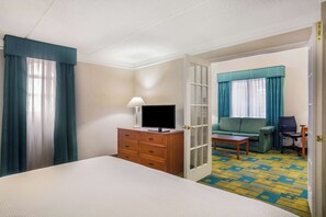 Pillow-top beds, desk, blackout curtains, iron/ironing board