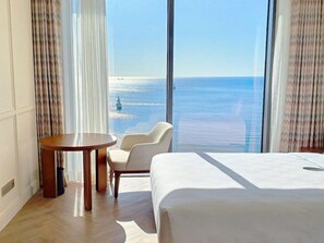 Free minibar items, in-room safe, desk, blackout drapes