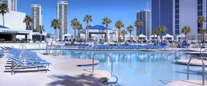 A pool area with lounge chairs, a Cabana Bar, and high-rise buildings in the background. - Westgate Las Vegas Resort & Casino (Las Vegas)
