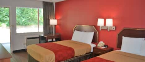 Individually furnished, desk, laptop workspace, blackout curtains