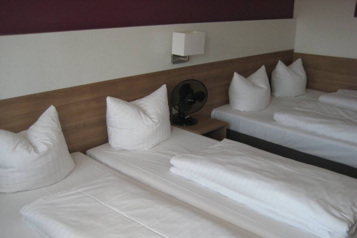 Down duvets, soundproofing, iron/ironing board (on request), bed sheets