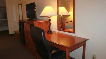 Desk, free WiFi, bed sheets
