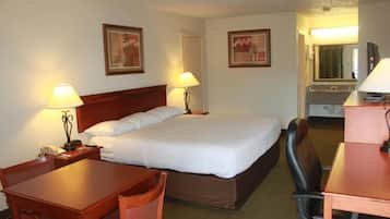 Desk, free WiFi, bed sheets