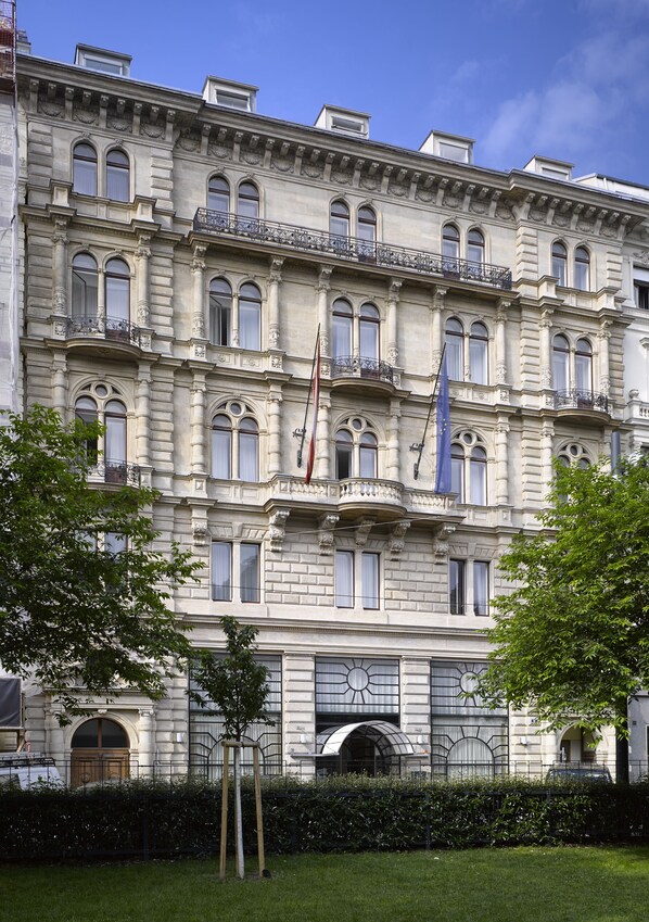 Stunning historic building with ornate detailing and symmetrical facade.