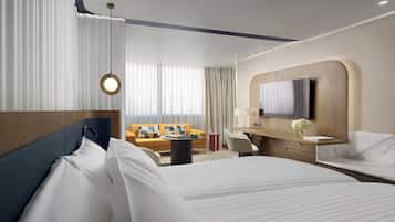 Quarto clássico, 2 camas de solteiro (Acropolis View) | 1 quarto, roupas de cama antialérgicas, edredons de pluma, frigobar