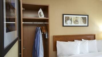 Desk, blackout drapes, iron/ironing board, WiFi (free)